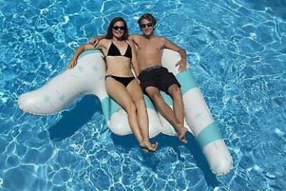 Picture of Swimline Hangloose Lounger Pool Inflatable Ride-On, Blue, White