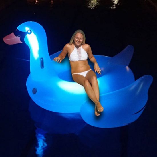 Picture of SWIMLINE ORIGINAL 90702 LED Inflatable Swan Pool Float Floatie Ride-On Lounge 