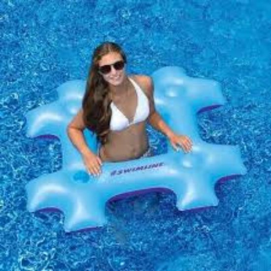 Picture of Swimline 90632 Blue Vinyl Inflatable Hashtag Pool Float