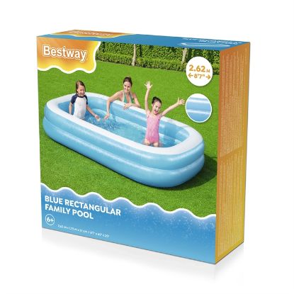 Picture of Bestway® Blue Rectangular Inflatable Family Pool 2.62 m