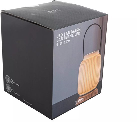 Gusta - LED lantern white - Handy with on/off button - Modern design - Lantern - ø12 x 15.5 cm