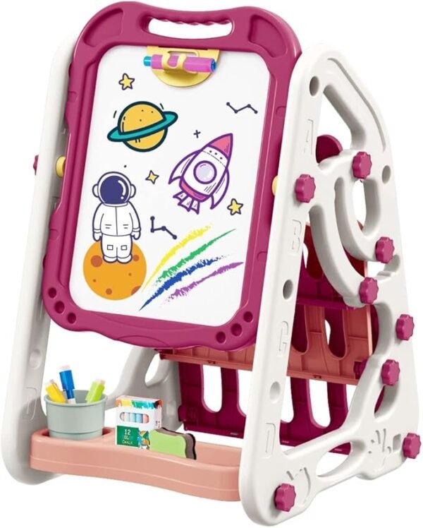 Early Learning Foldable Double Sided Magnetic Artist Doodle Table Children Drawing Board Bookshelf