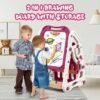 Early Learning Foldable Double Sided Magnetic Artist Doodle Table Children Drawing Board Bookshelf
