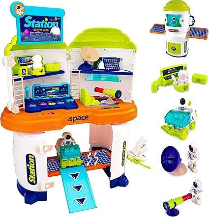 812zuJumlCL._AC_SX425_ SGM 2 in 1 Space Station Rocket Ship Playset for Kids