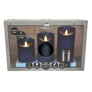 8713619415340_01 Anna's collection - LED wax candle with moving flame - antique blue